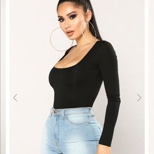 Fashion Nova Black Long Sleeve Body Suit